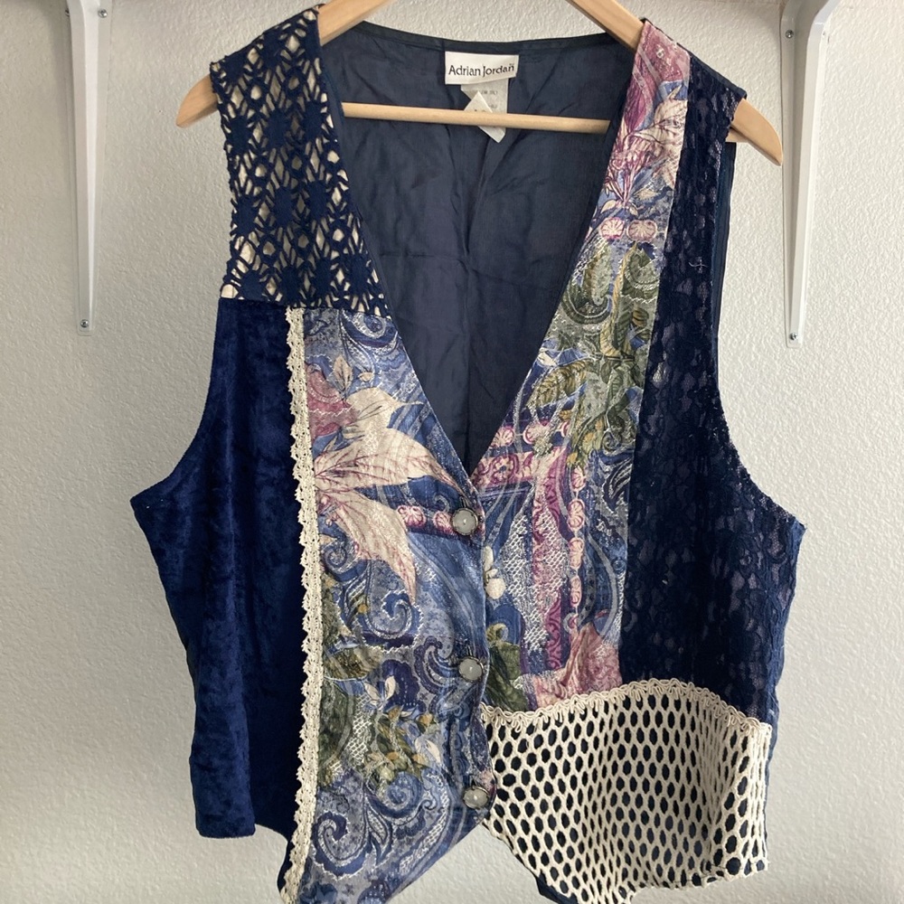 Multi-fabric vintage vest
